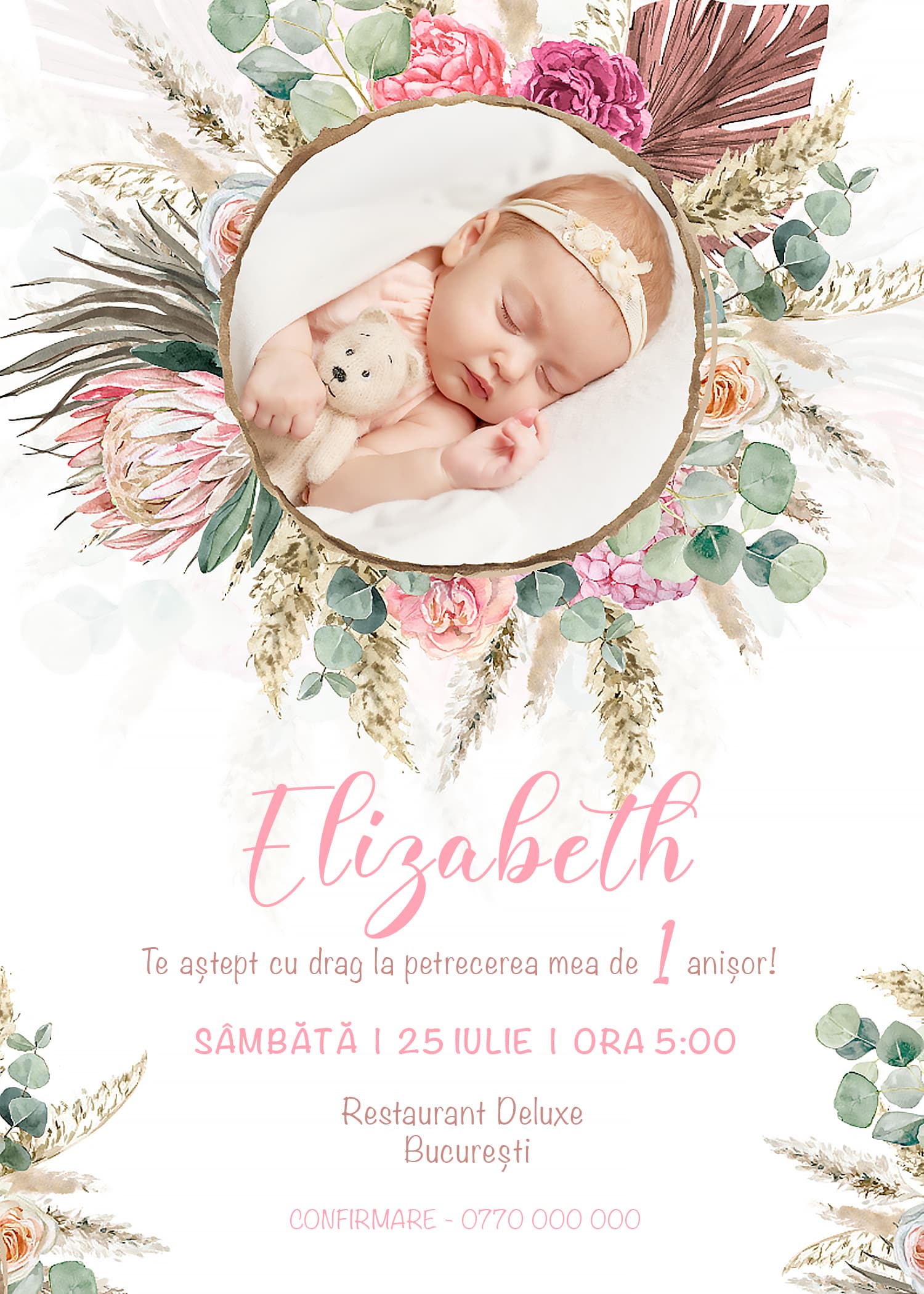 Invitație digitală de aniversare, modelul Dreamy