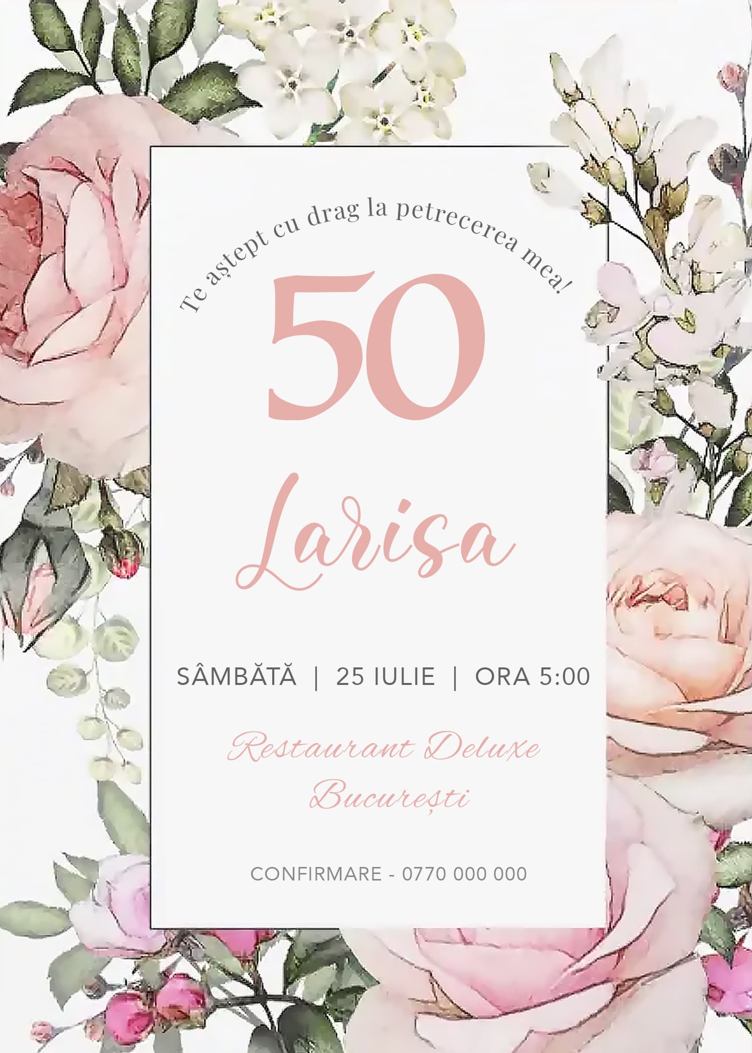 Invitație digitală de aniversare, modelul In Frame