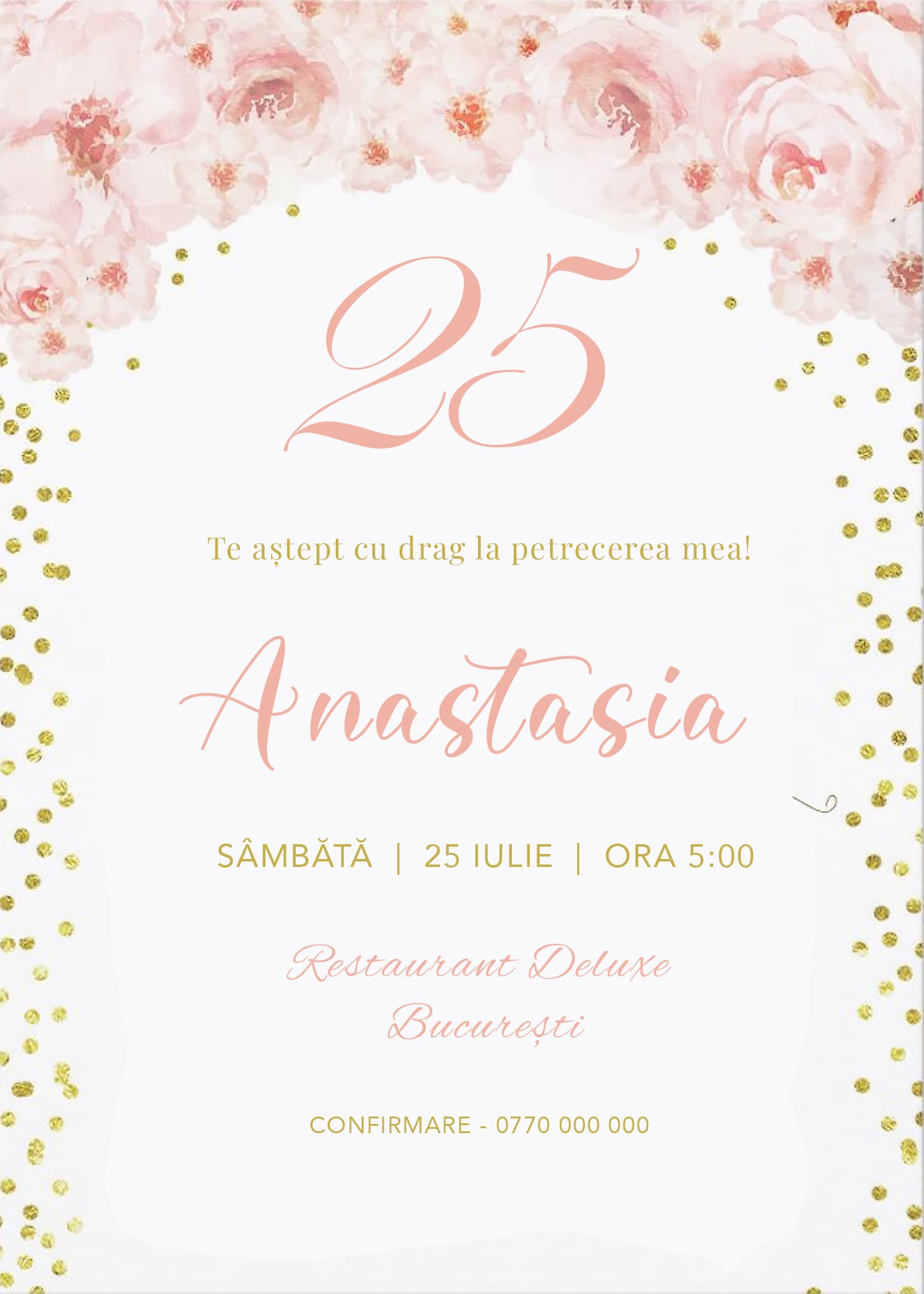 Invitație digitală de aniversare, modelul Sweet
