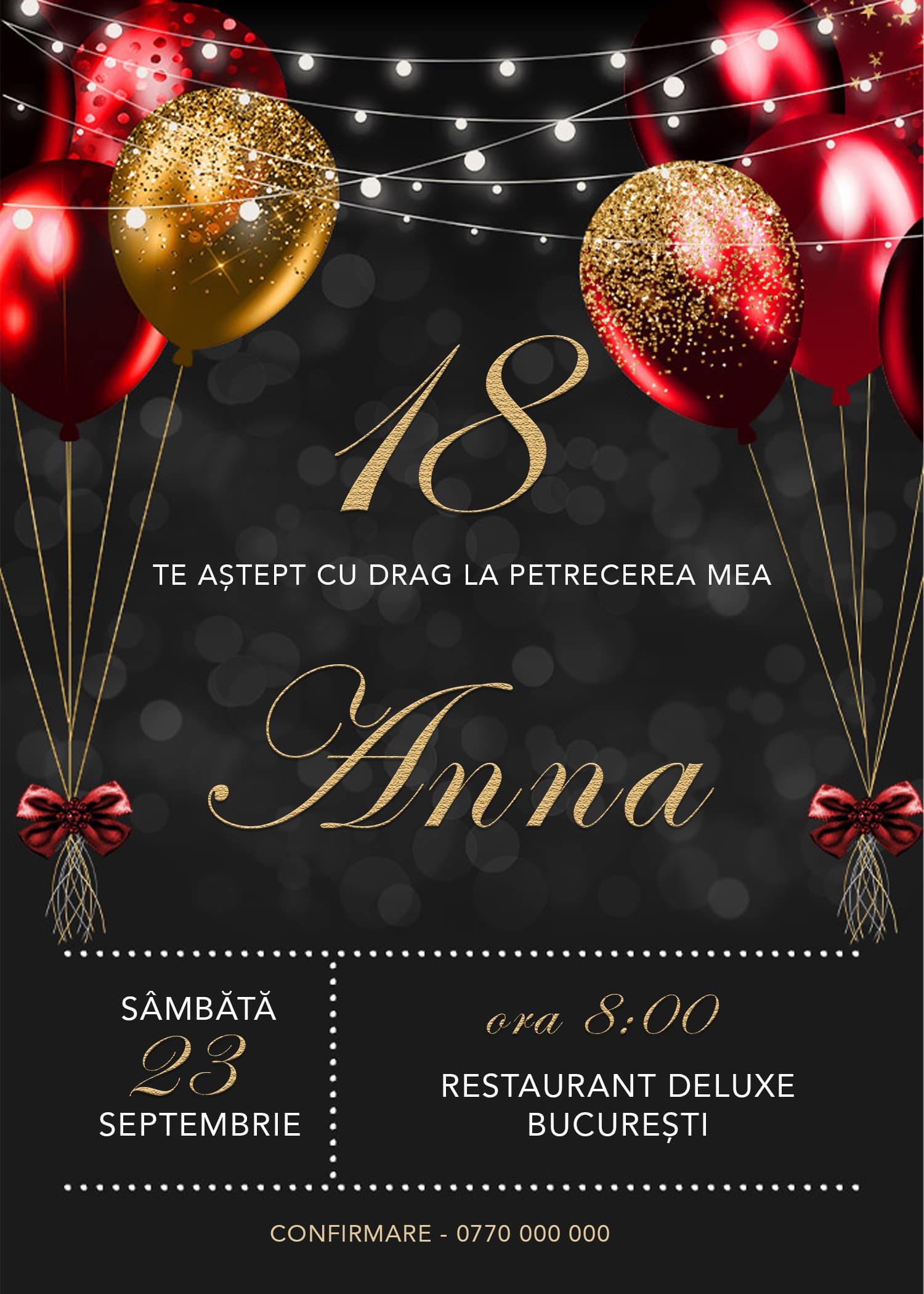 Invitație digitală de majorat, modelul 18 Party