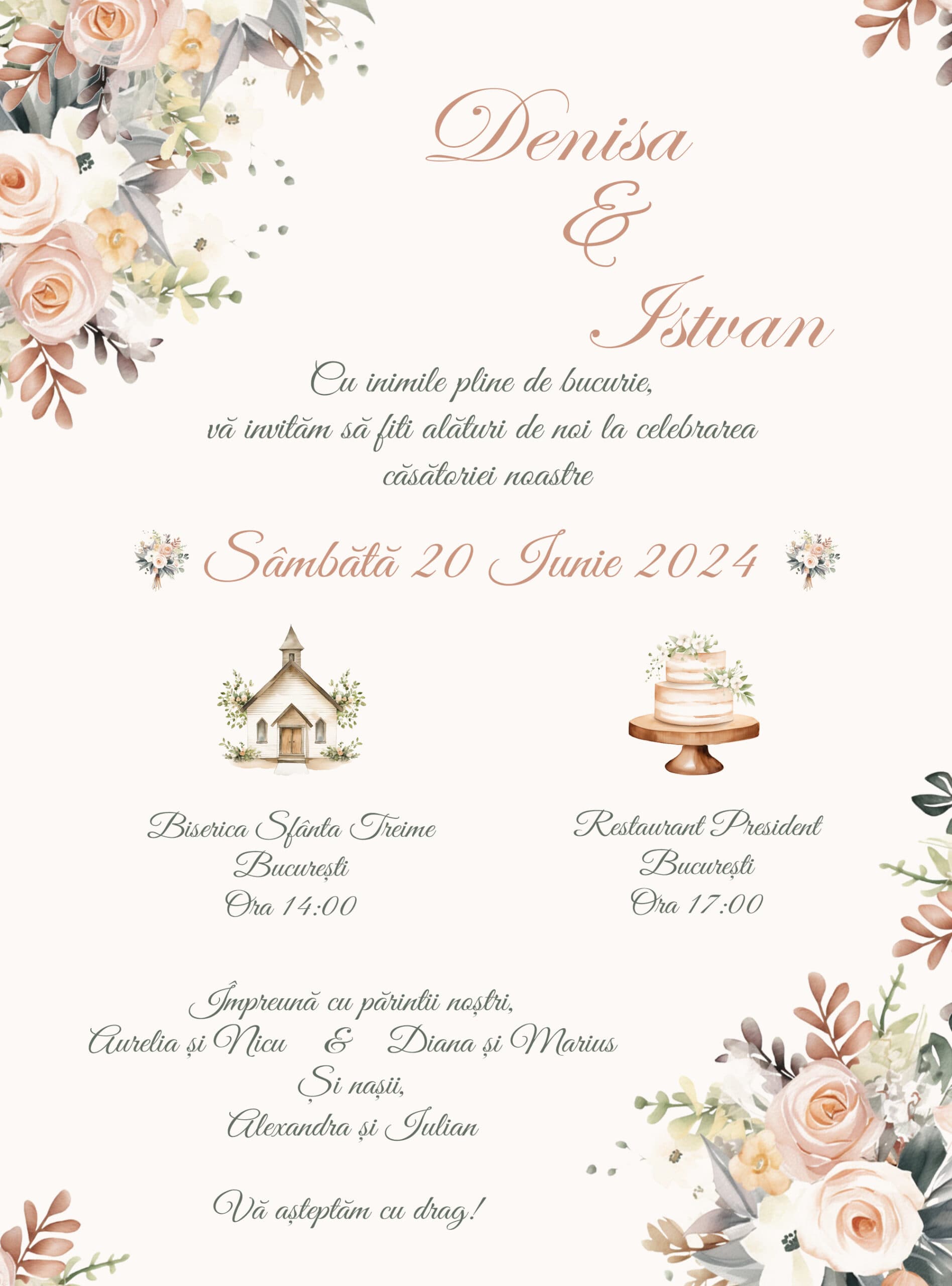 Invitație digitală nuntă, modelul Emotional