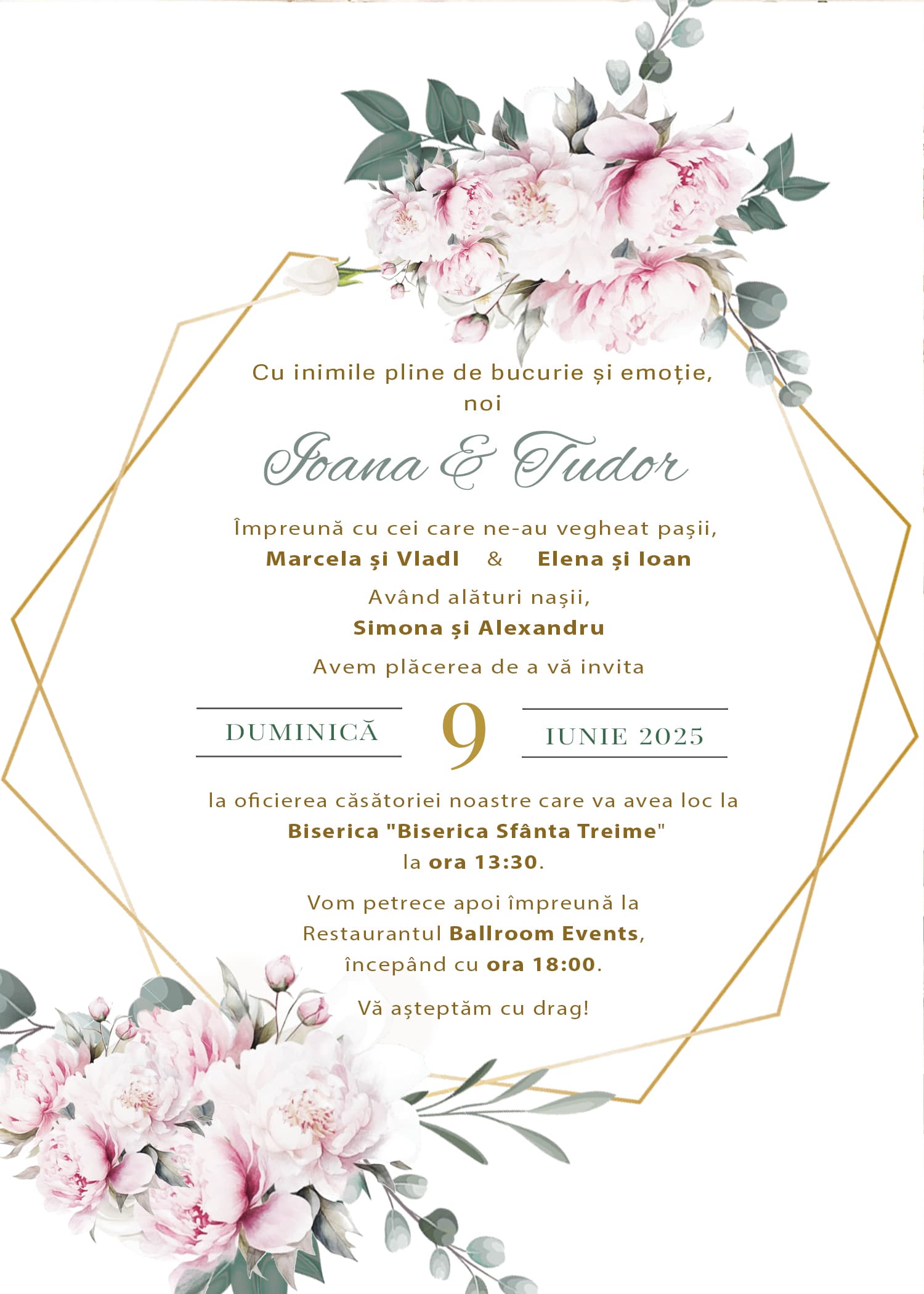 Invitație digitală nuntă, modelul Softness