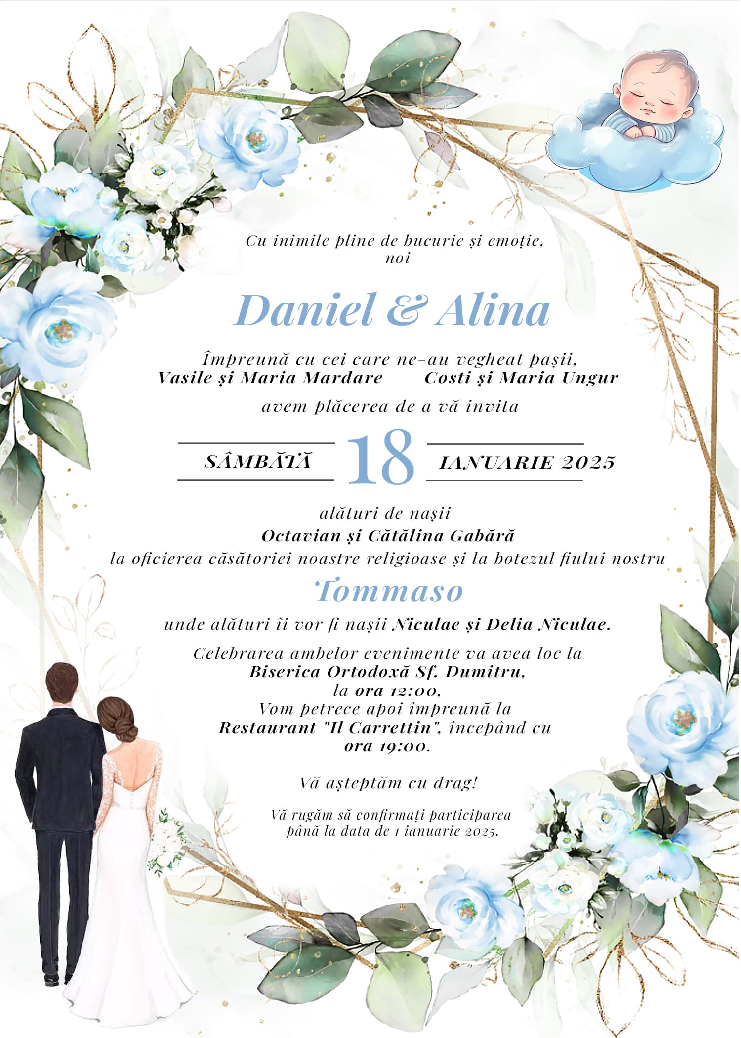 Invitație digitală nuntă, modelul Forever Together